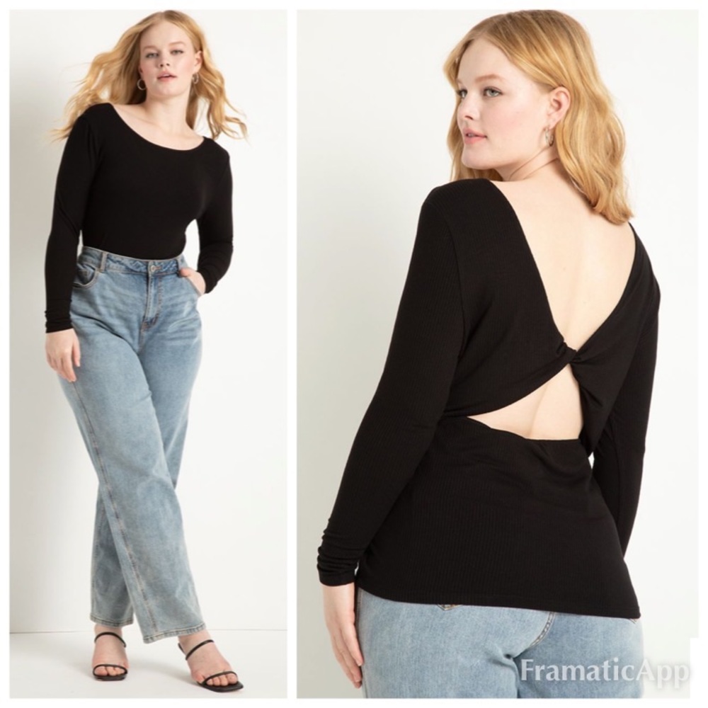 NWT ELOQUII Twist Back Top - Black Size 18/20